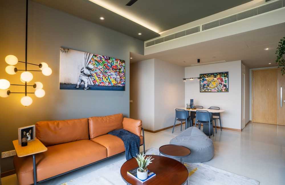 Modern Living Room with Drop Light and Sofa