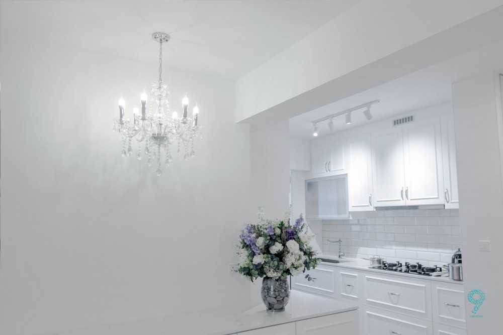 Scandinavian Kitchen with Countertop and Kitchen Island