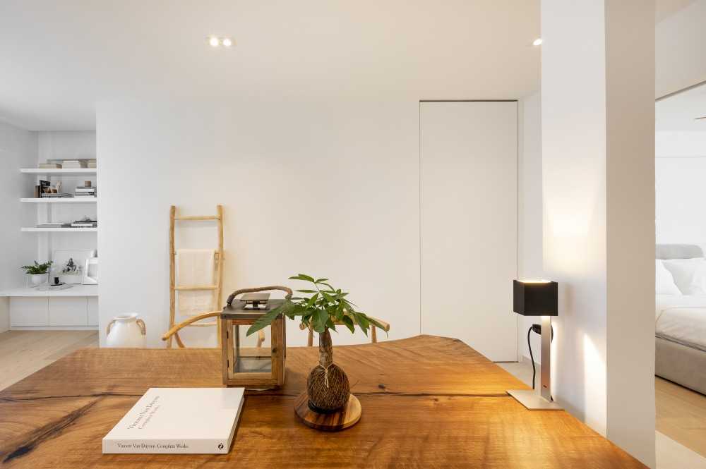 Eclectic Dining Room with Ceiling Light and Dining Table