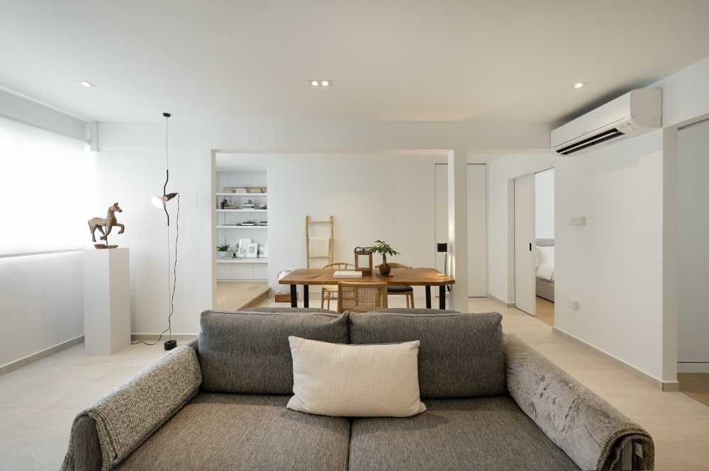 Eclectic Living Room with Sofa and Side Table