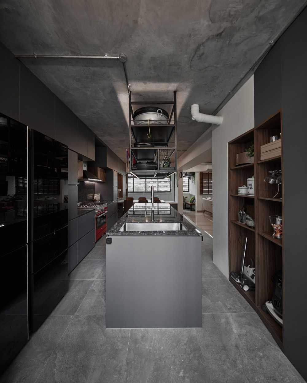 Industrial Kitchen with Countertop and Kitchen Island