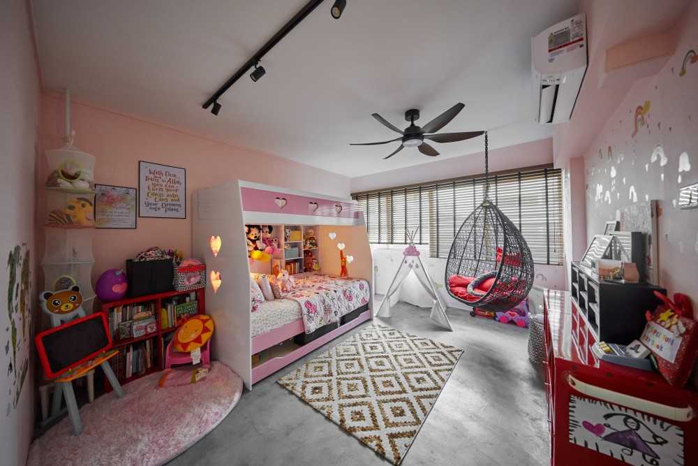 Industrial Kids Room with Bookshelf and Children's Storage