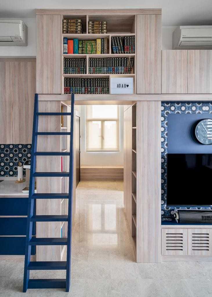 Scandinavian Living Room with TV Console and Feature Wall