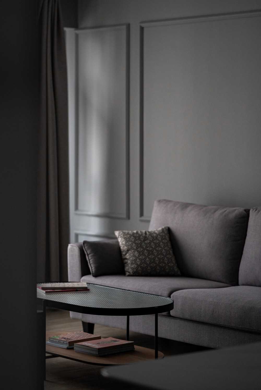 Contemporary Living Room with Wood Flooring and Feature Wall