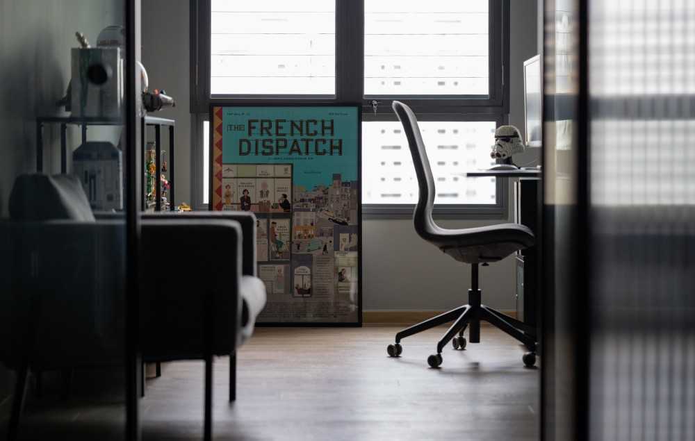 Contemporary Study with Desk and Desk Chairs