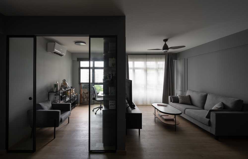 Contemporary Living Room with Feature Wall and Sofa