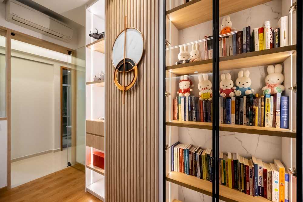 Scandinavian Study with Storage Cabinets and Bookcases