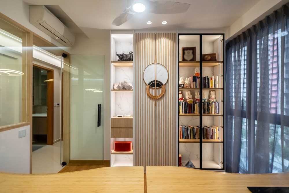 Scandinavian Study with Desk and Storage Cabinets