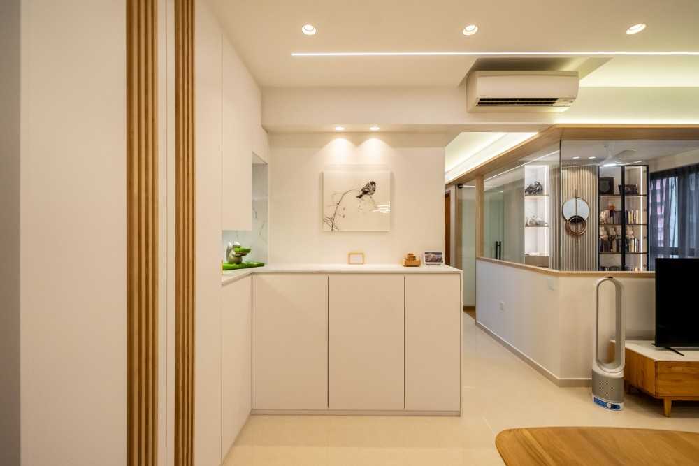 Scandinavian Living Room with TV Console and Feature Wall