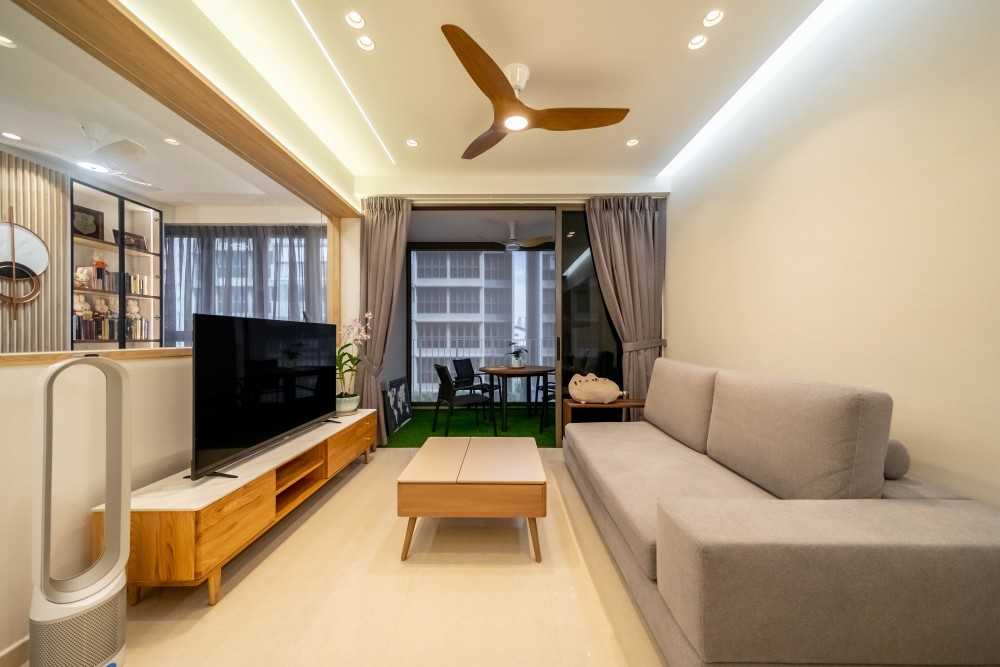 Scandinavian Living Room with Sofa and TV