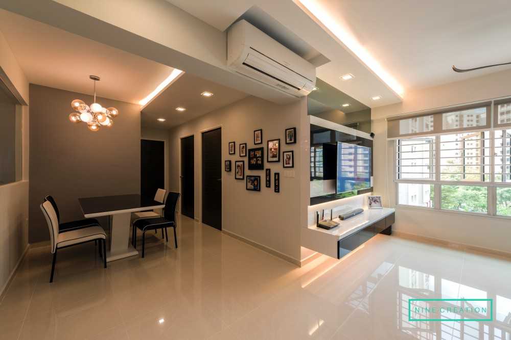 Modern Living Room with TV Console and Feature Wall