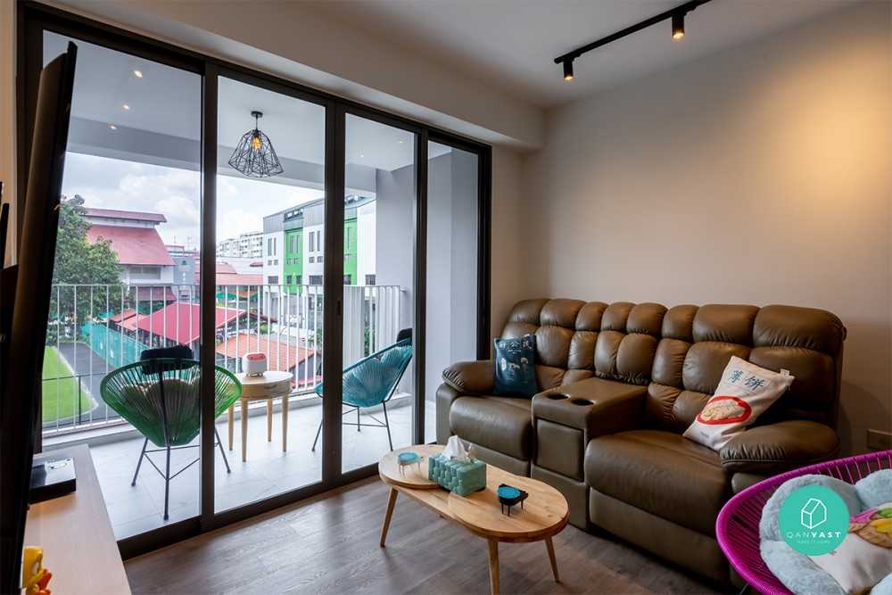 Contemporary Living Room with TV Console and Sofa