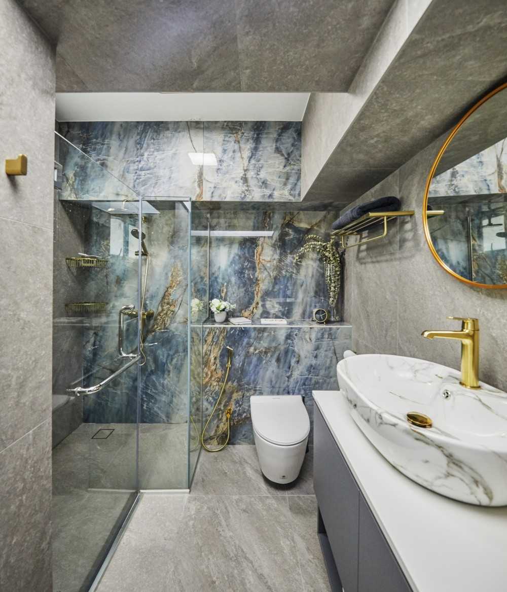 Contemporary Bathroom with Mirror and Bathroom Mirrors