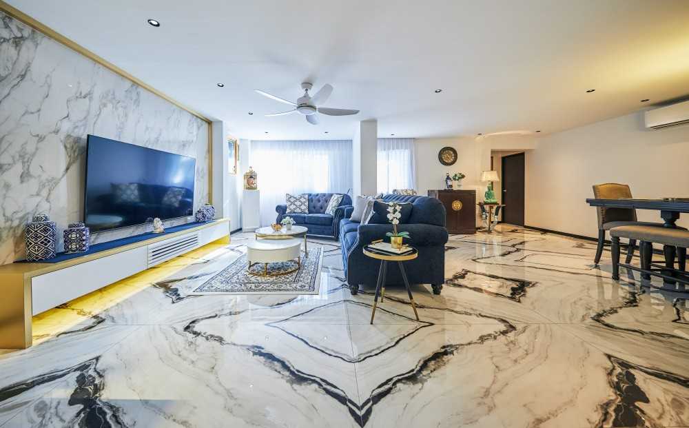 Contemporary Living Room with Feature Wall and Sofa