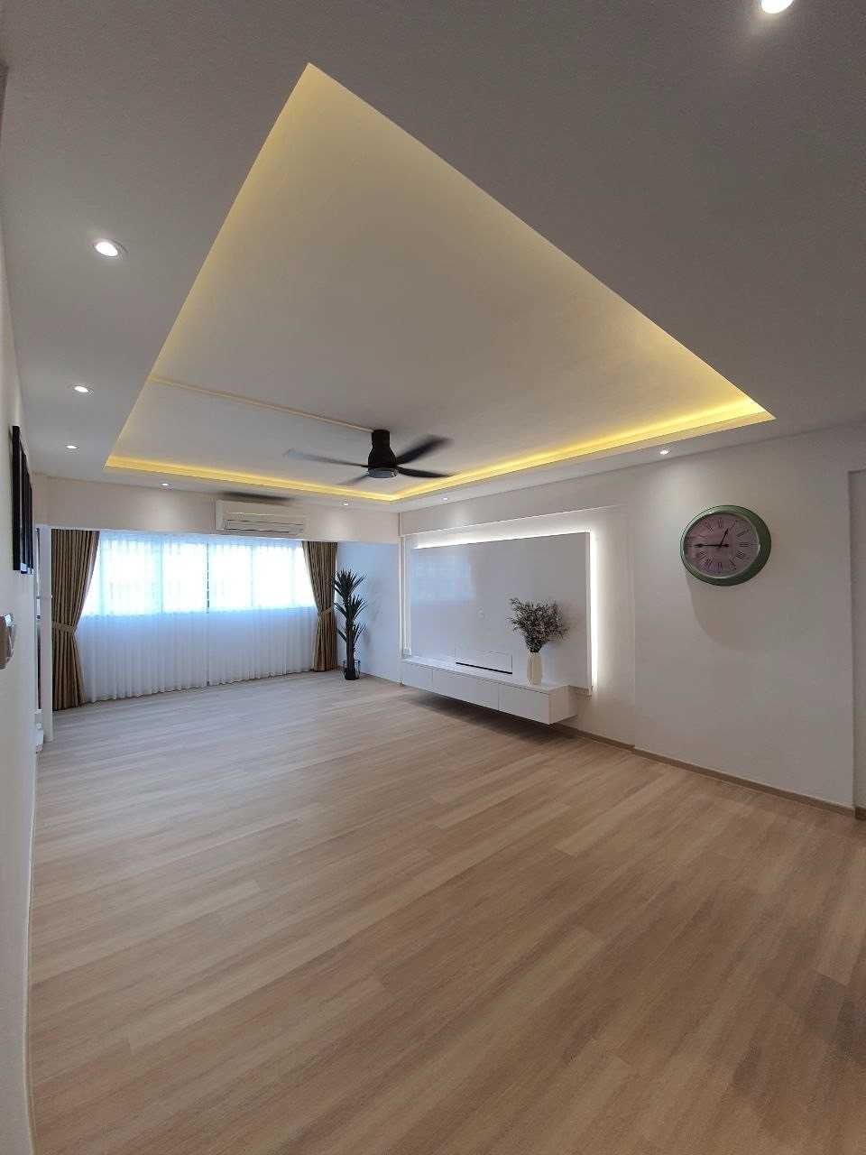 Modern Living Room with Vinyl Flooring and TV Console