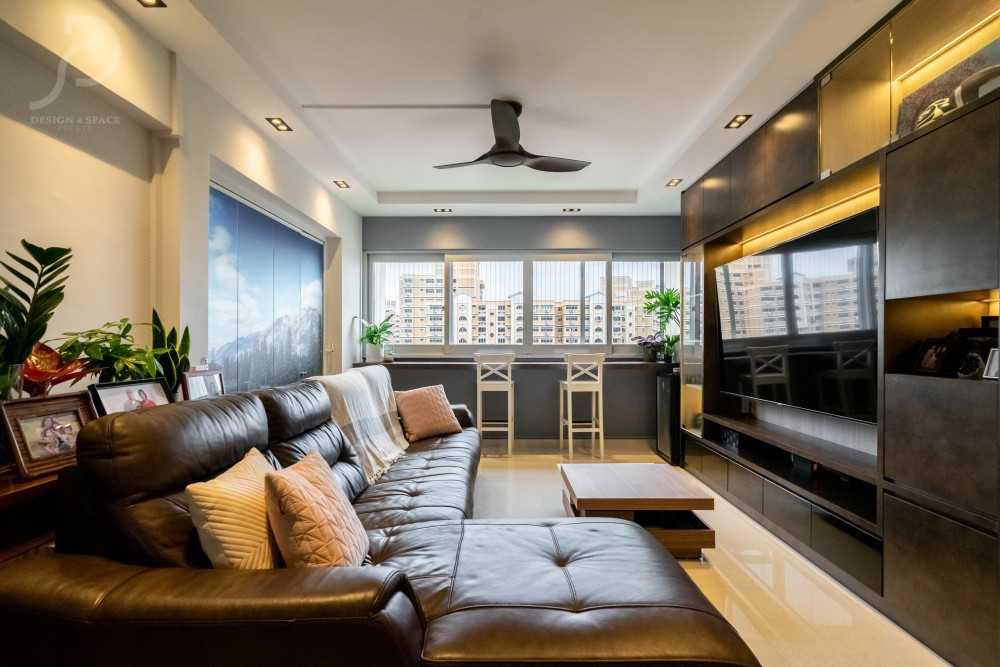Contemporary Living Room with Feature Wall and Sofa