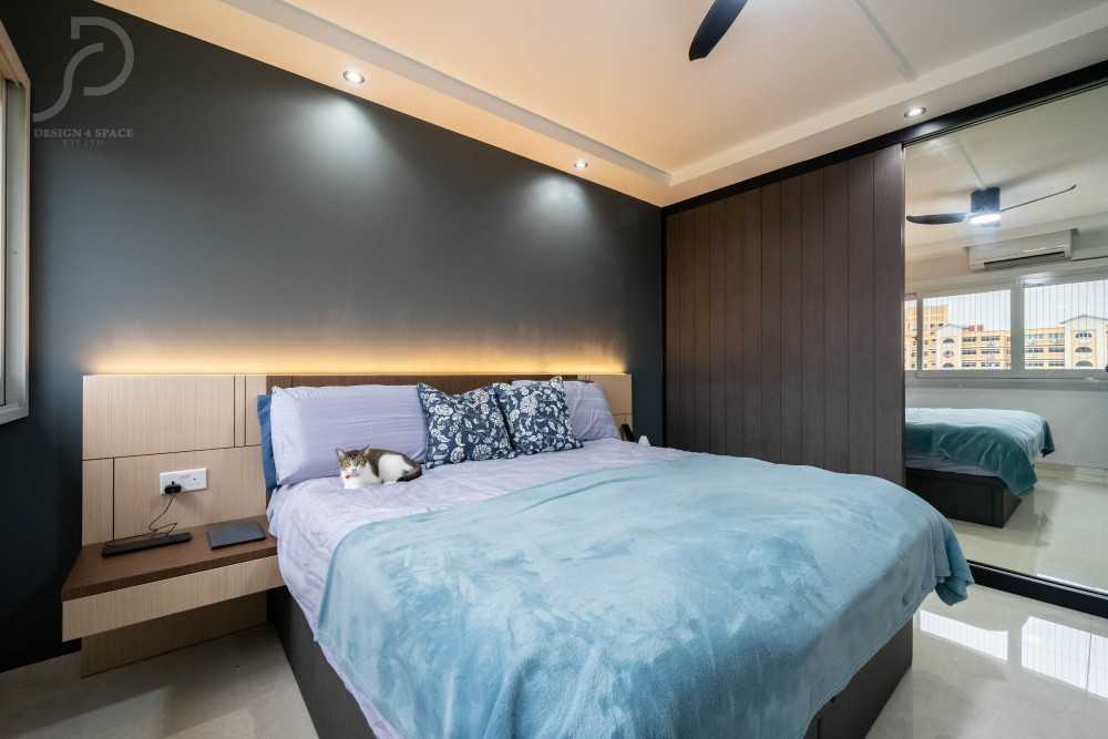 Contemporary Bedroom with Drop Ceiling and Built-in Bed