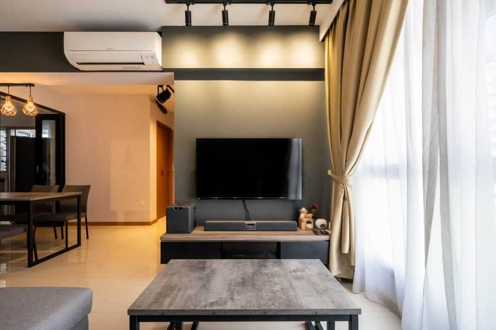 Modern Living Room with TV Console and Feature Wall