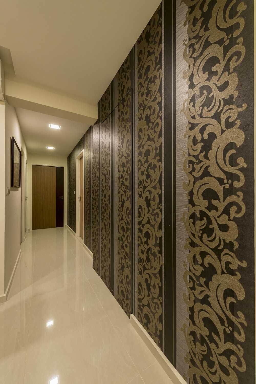 Modern Entryway with Feature Wall and Mirror