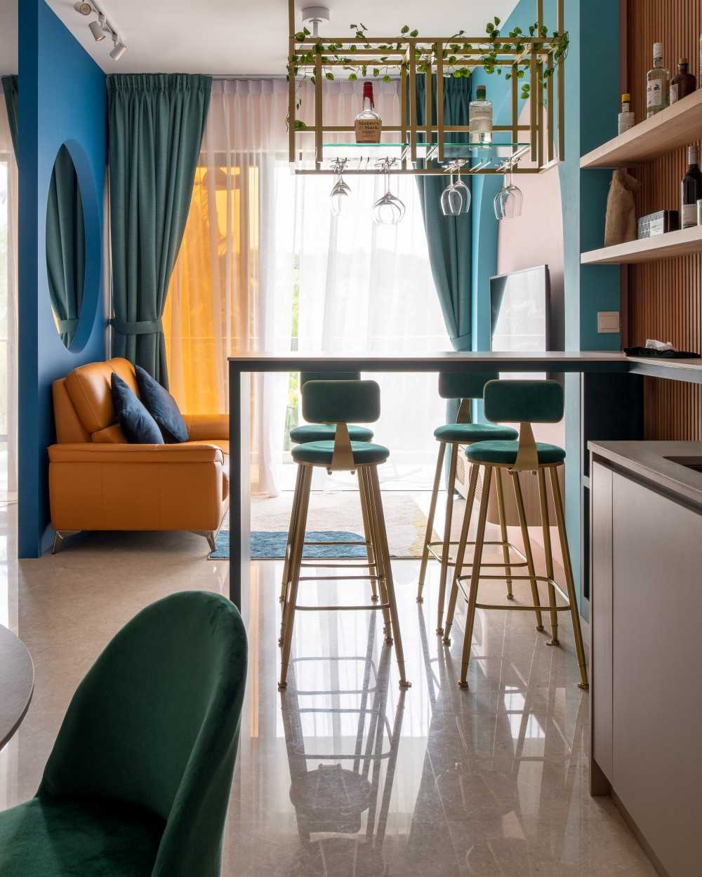 Eclectic Living Room with TV Console and Sofa