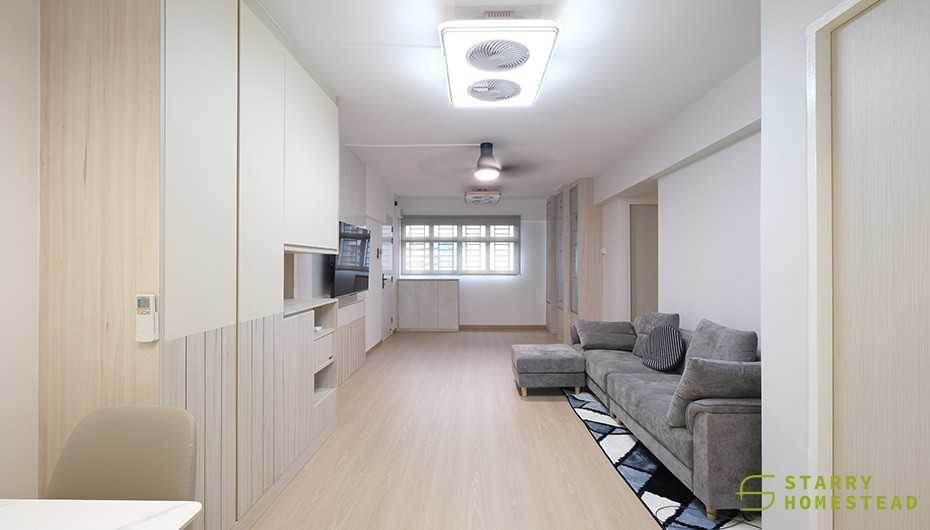 Scandinavian Living Room with Feature Wall and Sofa