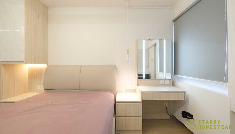 Scandinavian Bedroom with Wardrobe and Bed