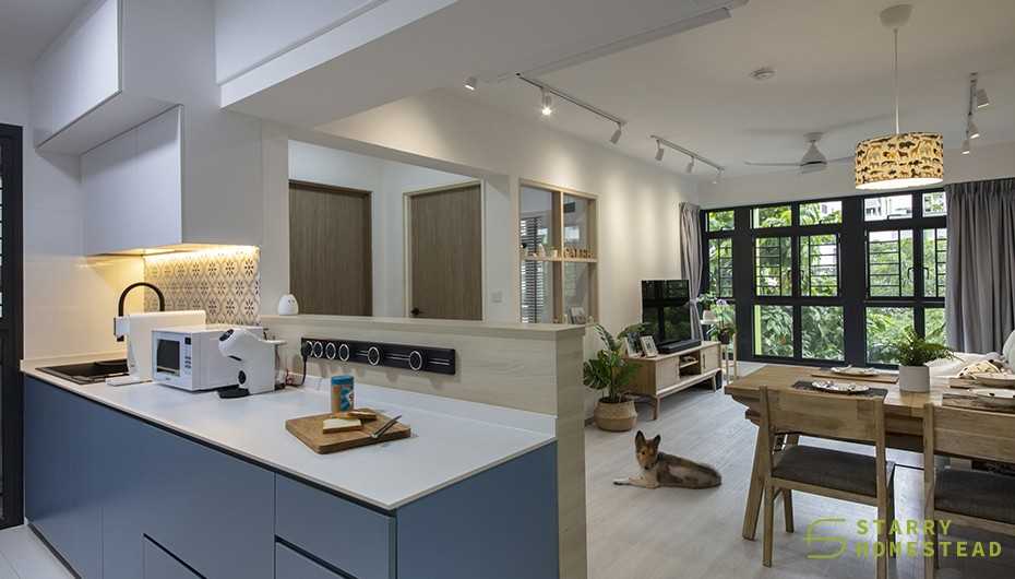 Scandinavian Kitchen with Countertop and Open Kitchen