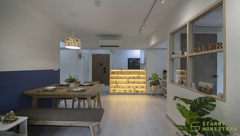 Scandinavian Dining Room with Dining Table and Lighting