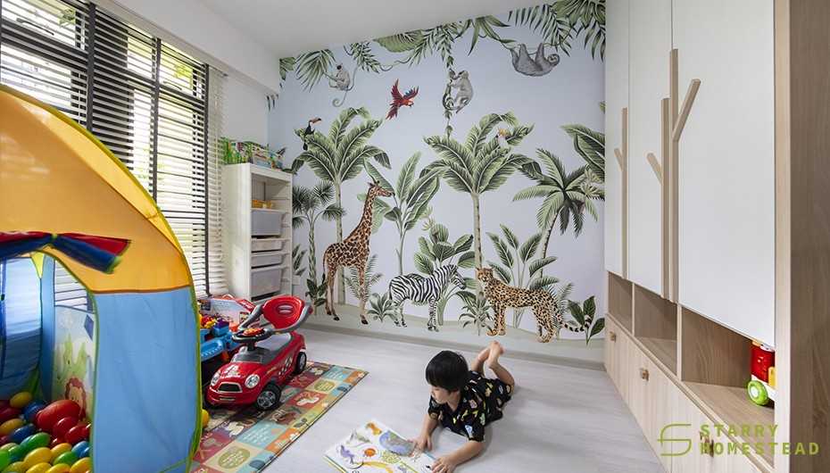 Scandinavian Kids Room with Children's Storage and Children's Furniture