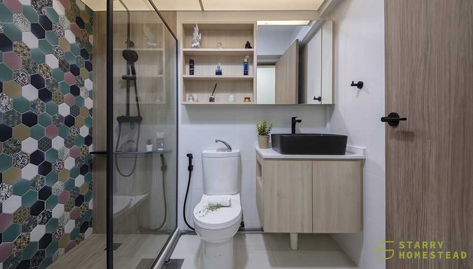 Scandinavian Bathroom with Shower Screen and Bathroom Tap