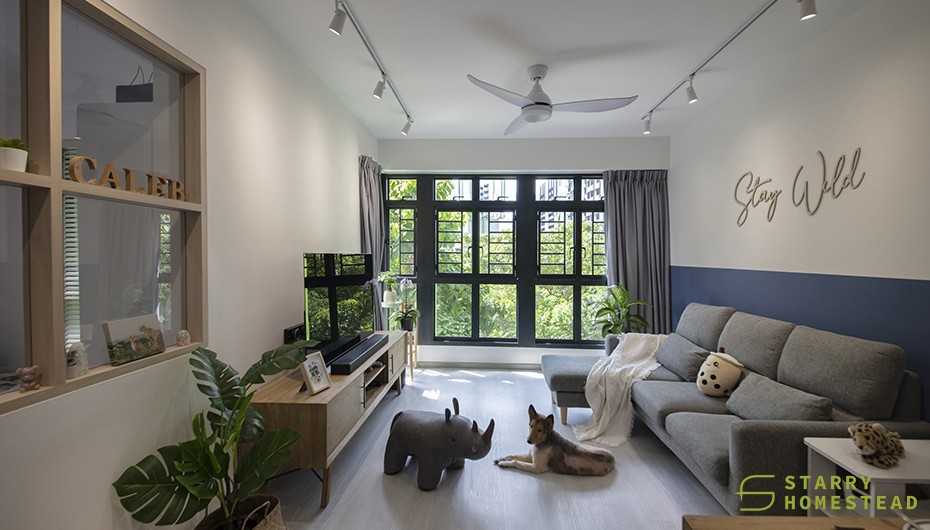 Scandinavian Living Room with Wood Flooring and Sofa