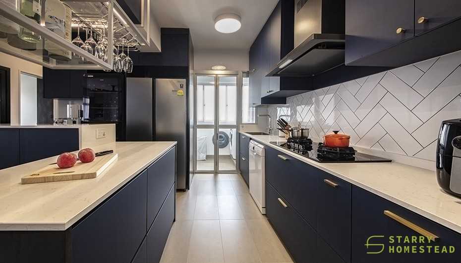 Eclectic Kitchen with Countertop and Kitchen Backsplash