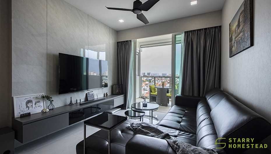 Modern Living Room with TV Console and Feature Wall