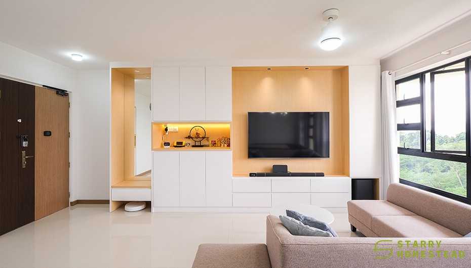 Scandinavian Living Room with TV and Display Cabinets