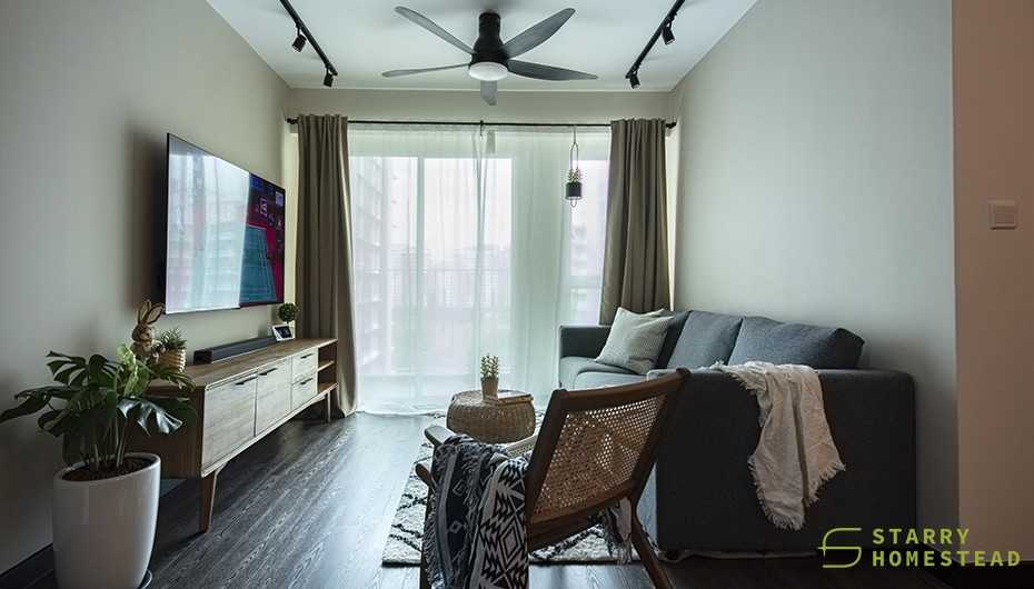 Scandinavian Living Room with Wood Flooring and Flooring