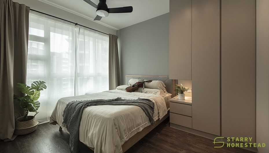 Scandinavian Bedroom with Wardrobe and Blinds