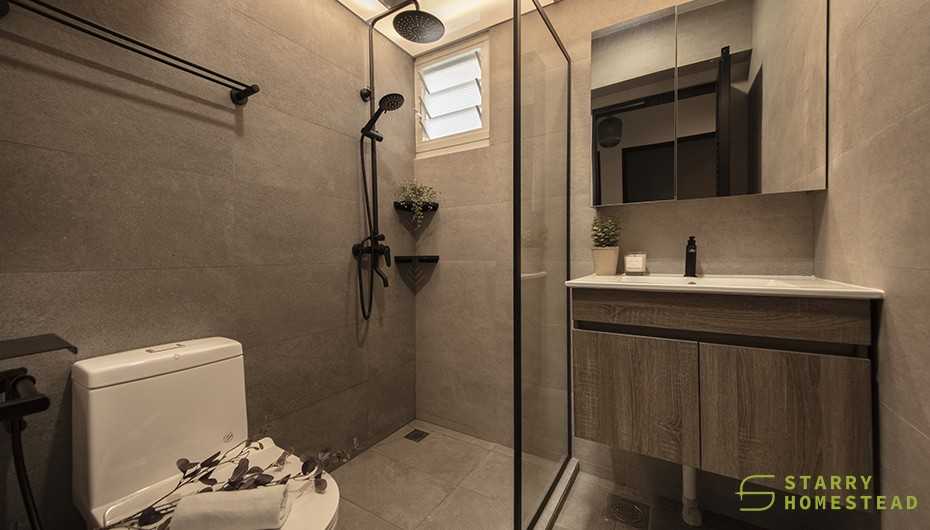 Scandinavian Bathroom with Mirror and Bathroom Mirrors