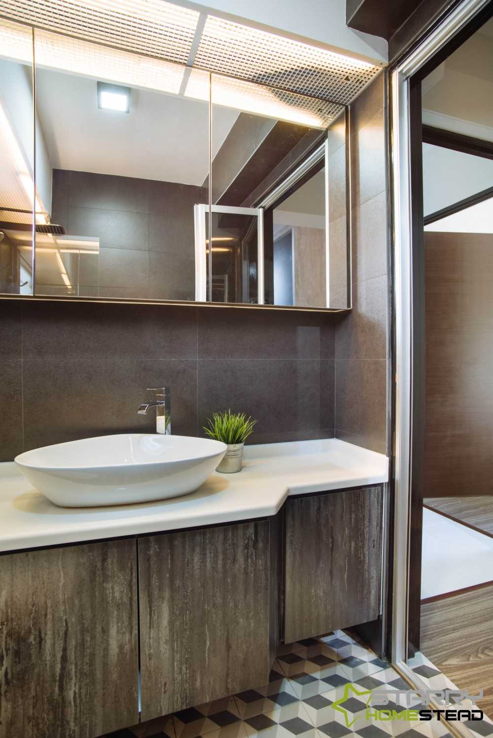 Industrial Bathroom with Mirror and Vanity Counter