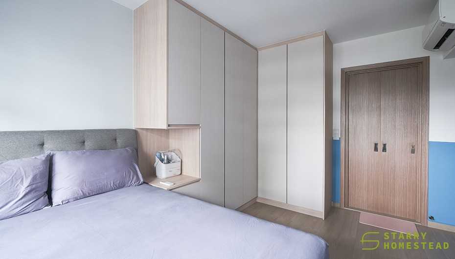 Scandinavian Bedroom with Wardrobe and Bed