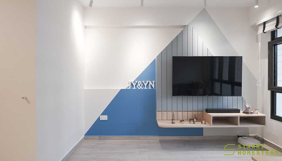 Scandinavian Living Room with Feature Wall and Painted Feature Wall