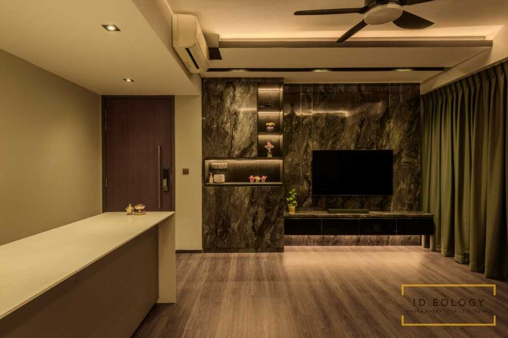 Modern Living Room with TV Console and Drop Light