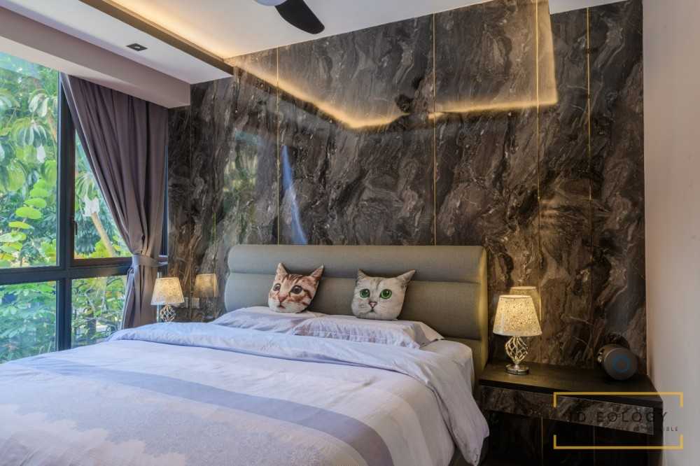 Modern Bedroom with Marble Floor and Bay Window