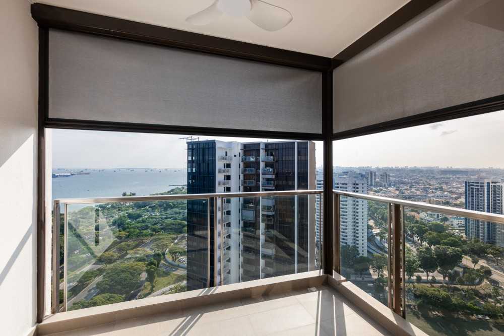 Contemporary Balcony with Curtain and Blackout Curtains