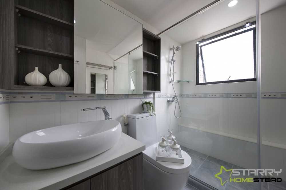 Modern Bathroom with Mirror and Vanity Counter