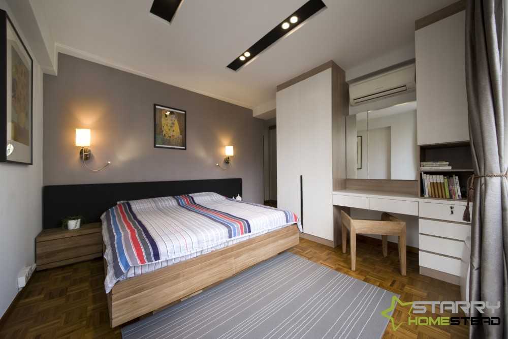 Modern Bedroom with Bed and Dressing Table