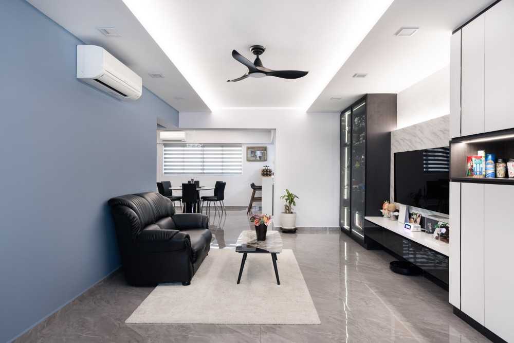 Contemporary Living Room with Feature Wall and Sofa