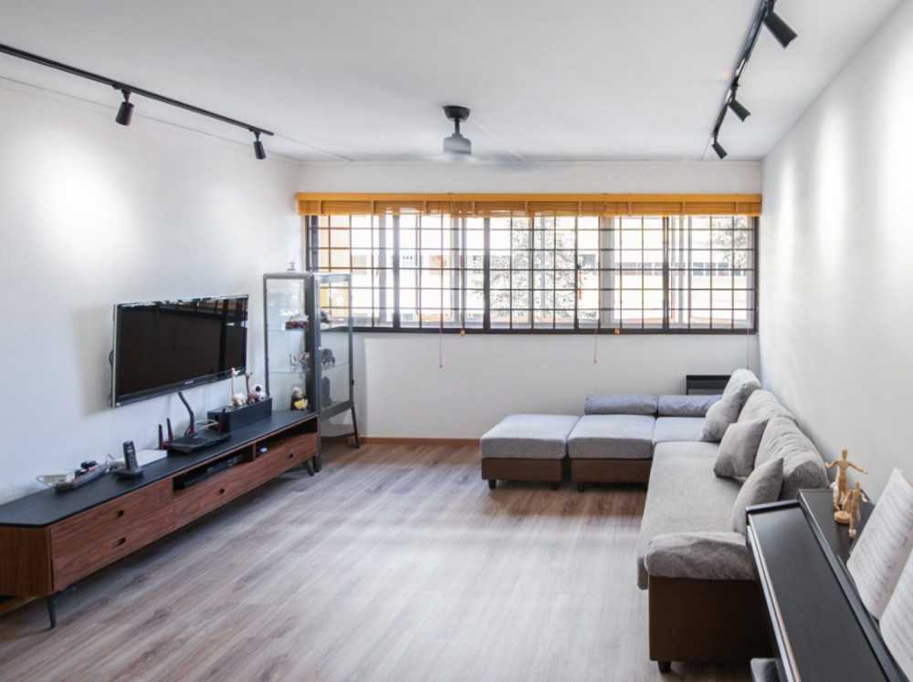 Scandinavian Living Room with TV Console and Sofa