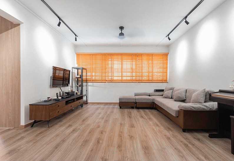Scandinavian Living Room with Vinyl Flooring and Wood Flooring