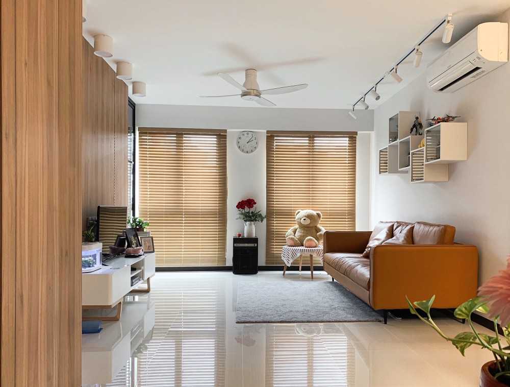 Contemporary Living Room with TV Console and Feature Wall