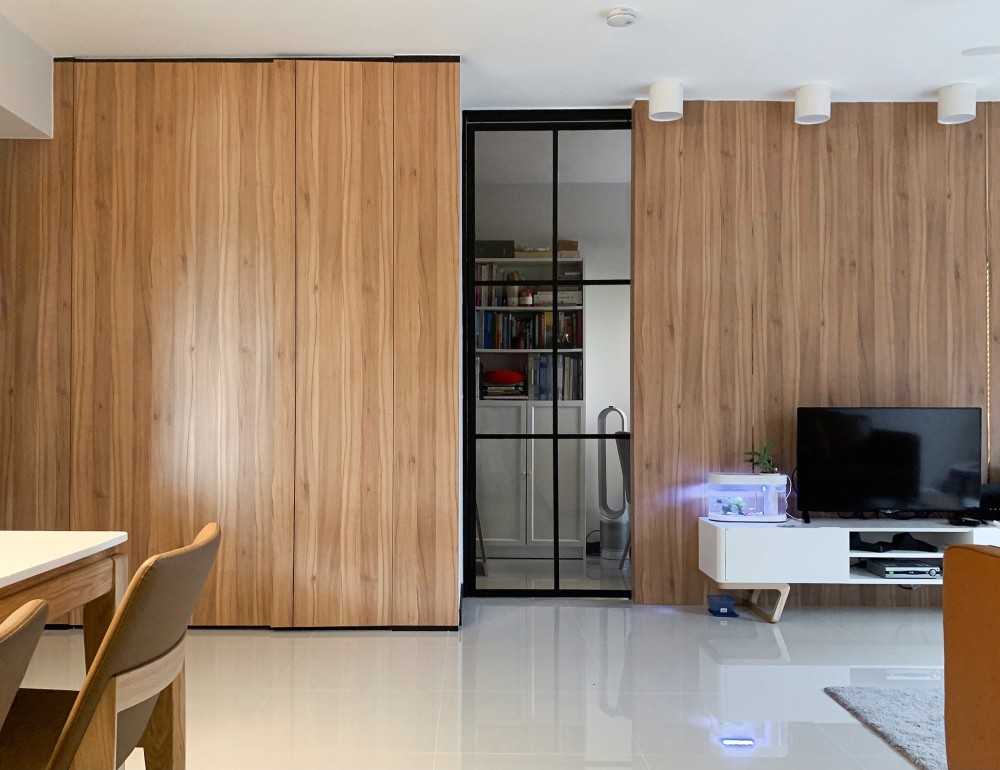Contemporary Study with Bookshelf and Storage Cabinets